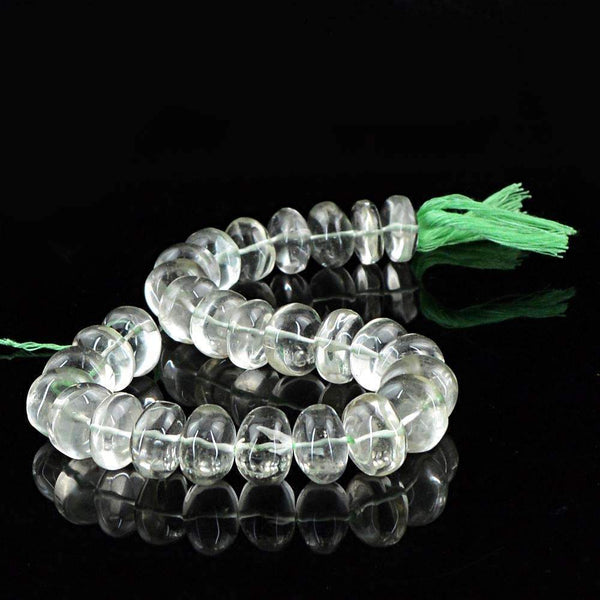 gemsmore:Green Amethyst Drilled Beads Strand Natural Round Shape