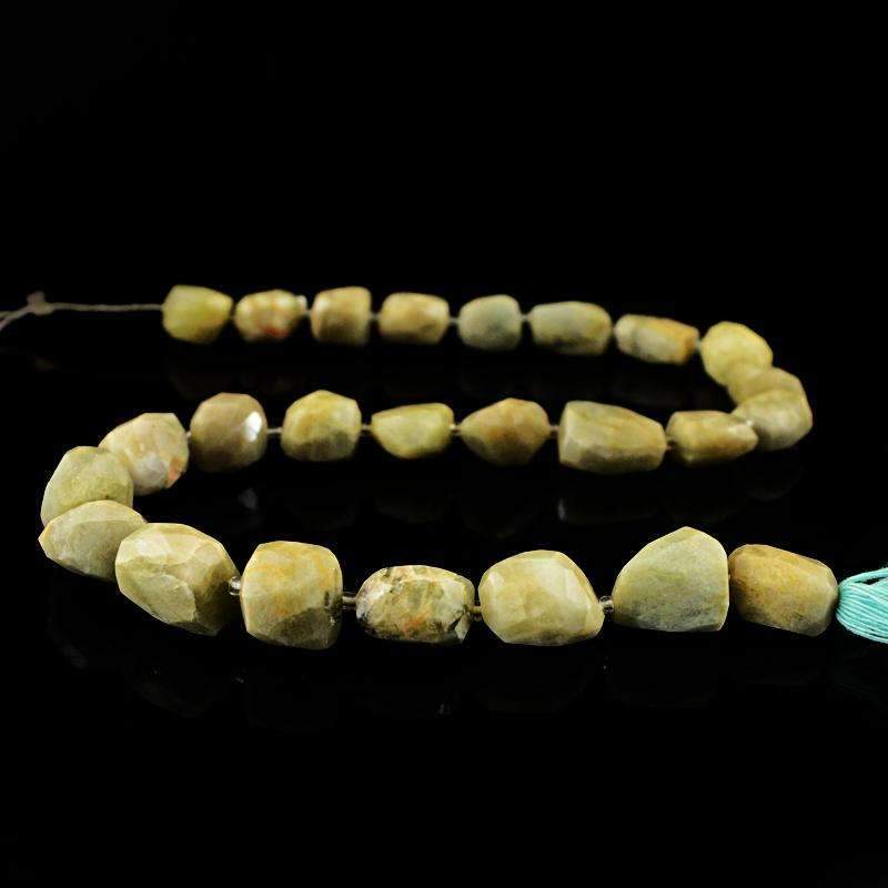 gemsmore:Green Aquamarine Beads Strand Natural Faceted Drilled