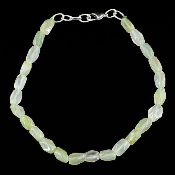 gemsmore:Green Aquamarine Bracelet Natural Faceted Beads