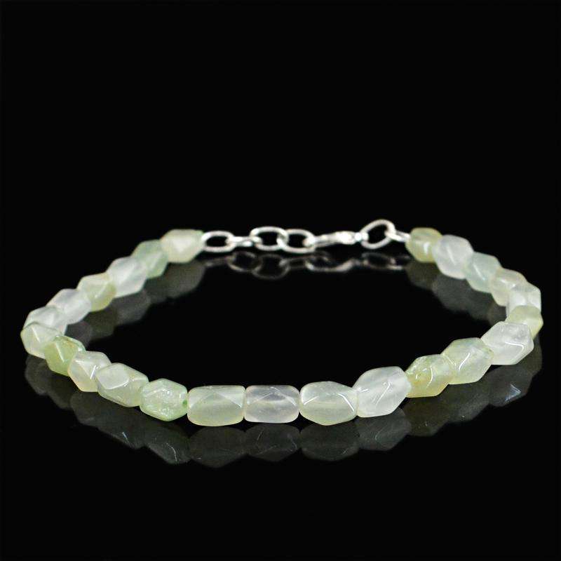 gemsmore:Green Aquamarine Bracelet Natural Faceted Beads