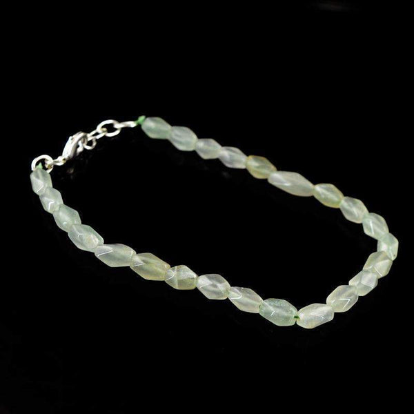 gemsmore:Green Aquamarine Bracelet Natural Faceted Beads