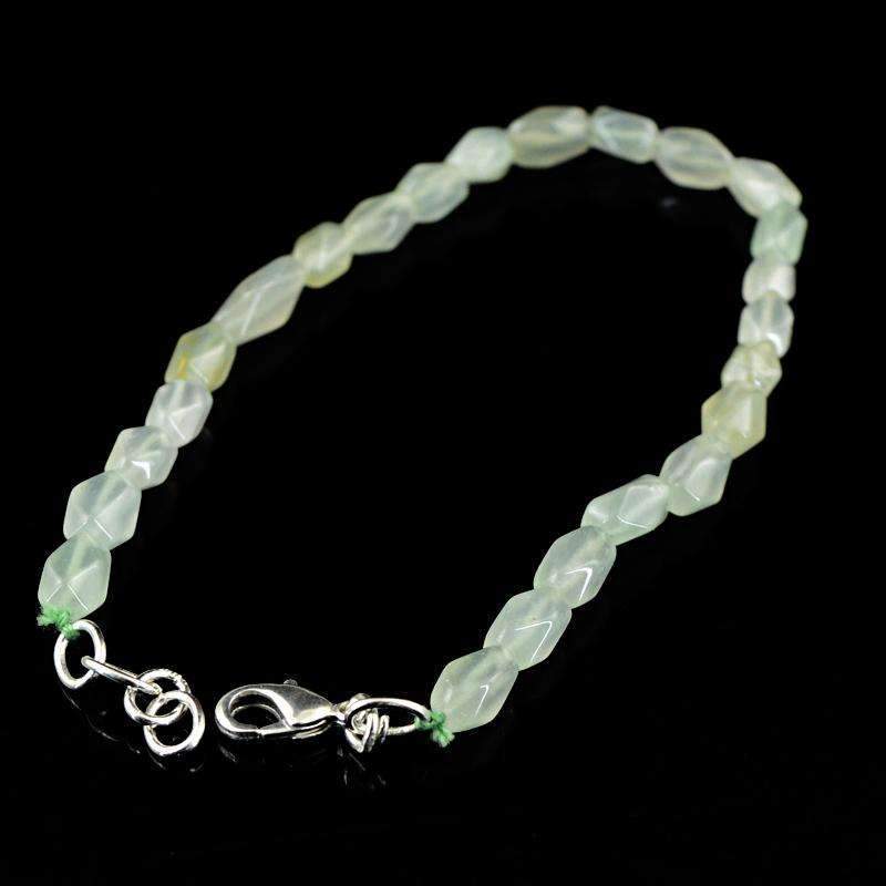 gemsmore:Green Aquamarine Bracelet Natural Faceted Beads