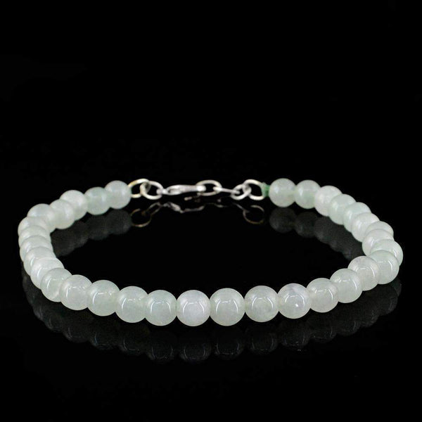 gemsmore:Green Aquamarine Bracelet Natural Untreated Round Beads