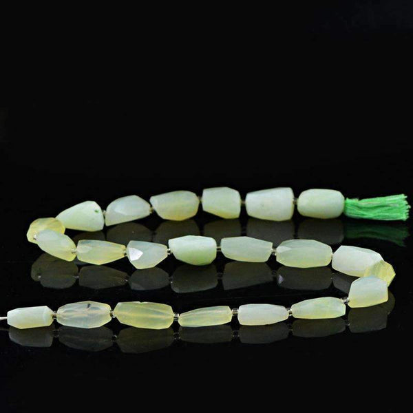 gemsmore:Green Aquamarine Drilled Beads Strand Natural Faceted