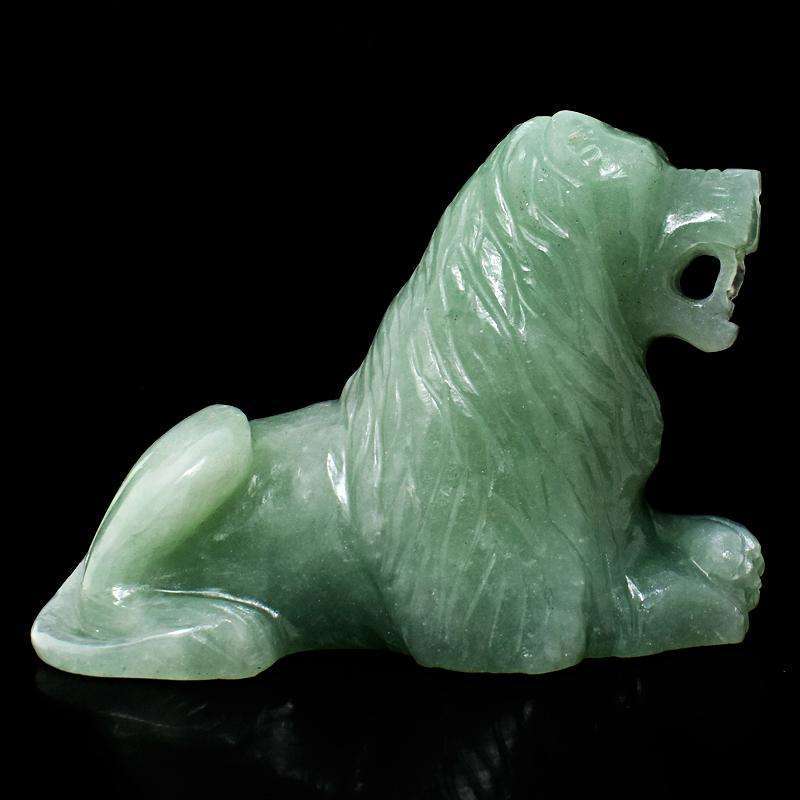 gemsmore:Green Aquamarine Hand Carved Museum Size Lion