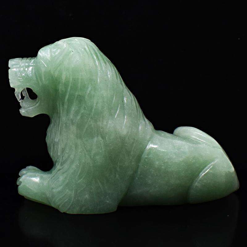 gemsmore:Green Aquamarine Hand Carved Museum Size Lion