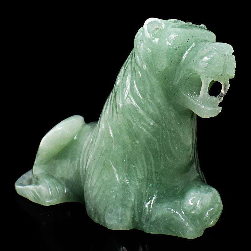 gemsmore:Green Aquamarine Hand Carved Museum Size Lion