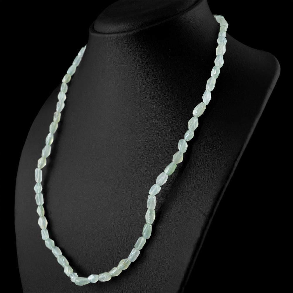 gemsmore:Green Aquamarine Necklace Natural Untreated Faceted Beads