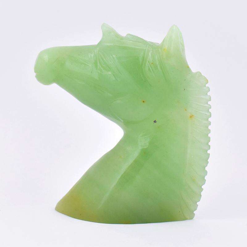 gemsmore:Green Aventurine Artisian Hand Carved Horse Head