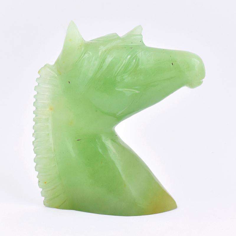 gemsmore:Green Aventurine Artisian Hand Carved Horse Head