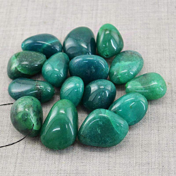 gemsmore:Green Aventurine Beads Lot - Natural Drilled