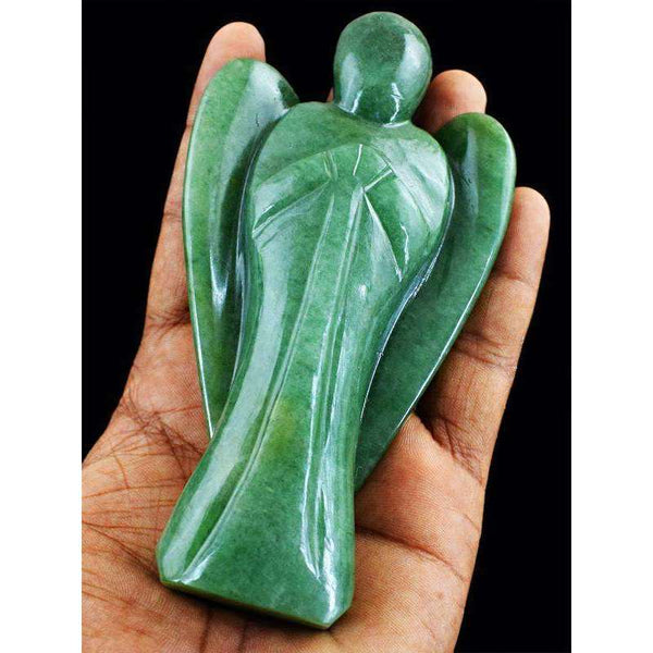 gemsmore:Green Aventurine Carved Reiki Healing Angel Gemstone