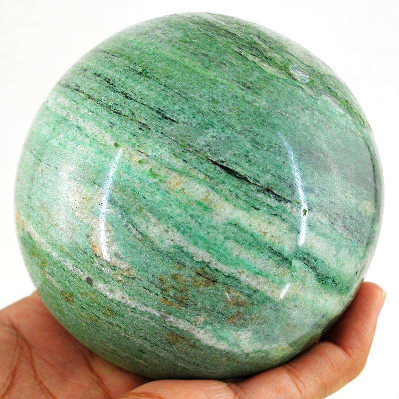 gemsmore:Green Aventurine Carved Reiki Healing Sphere - Museum Size