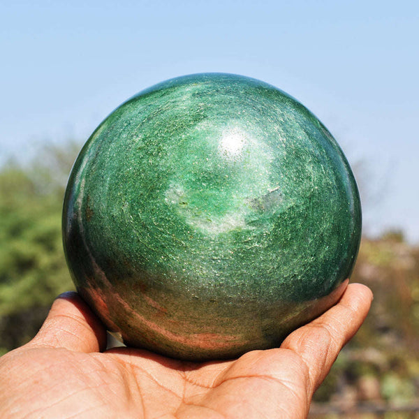 gemsmore:Green Aventurine Crystal Carved Reiki Healing Sphere - Massive Size