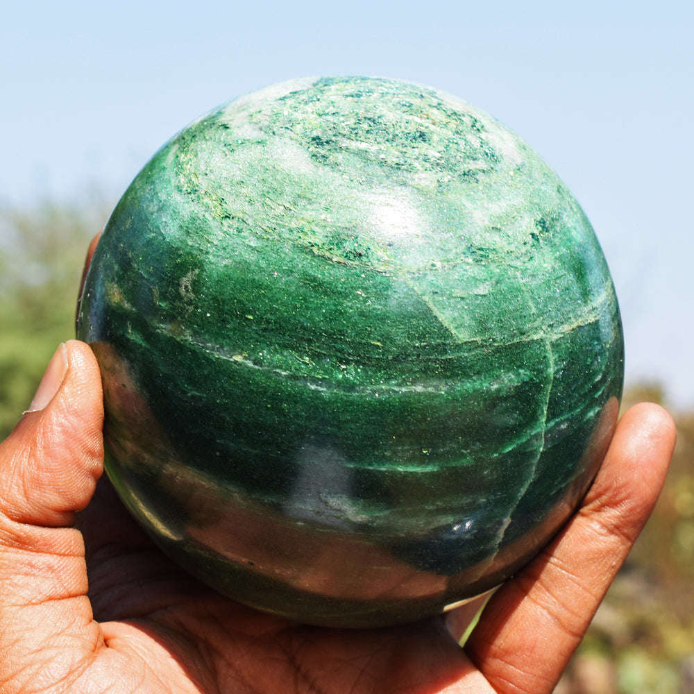 gemsmore:Green Aventurine Crystal Carved Reiki Healing Sphere - Massive Size