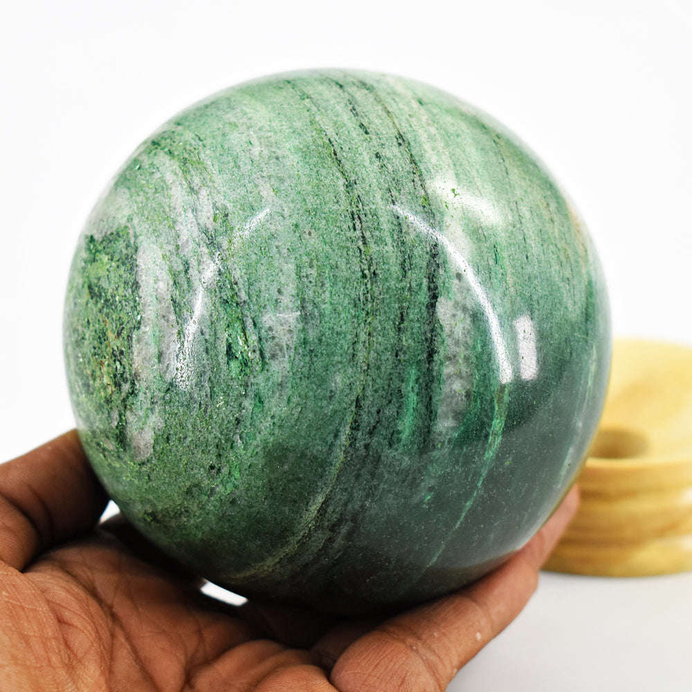 gemsmore:Green Aventurine Crystal Carved Reiki Healing Sphere - Massive Size