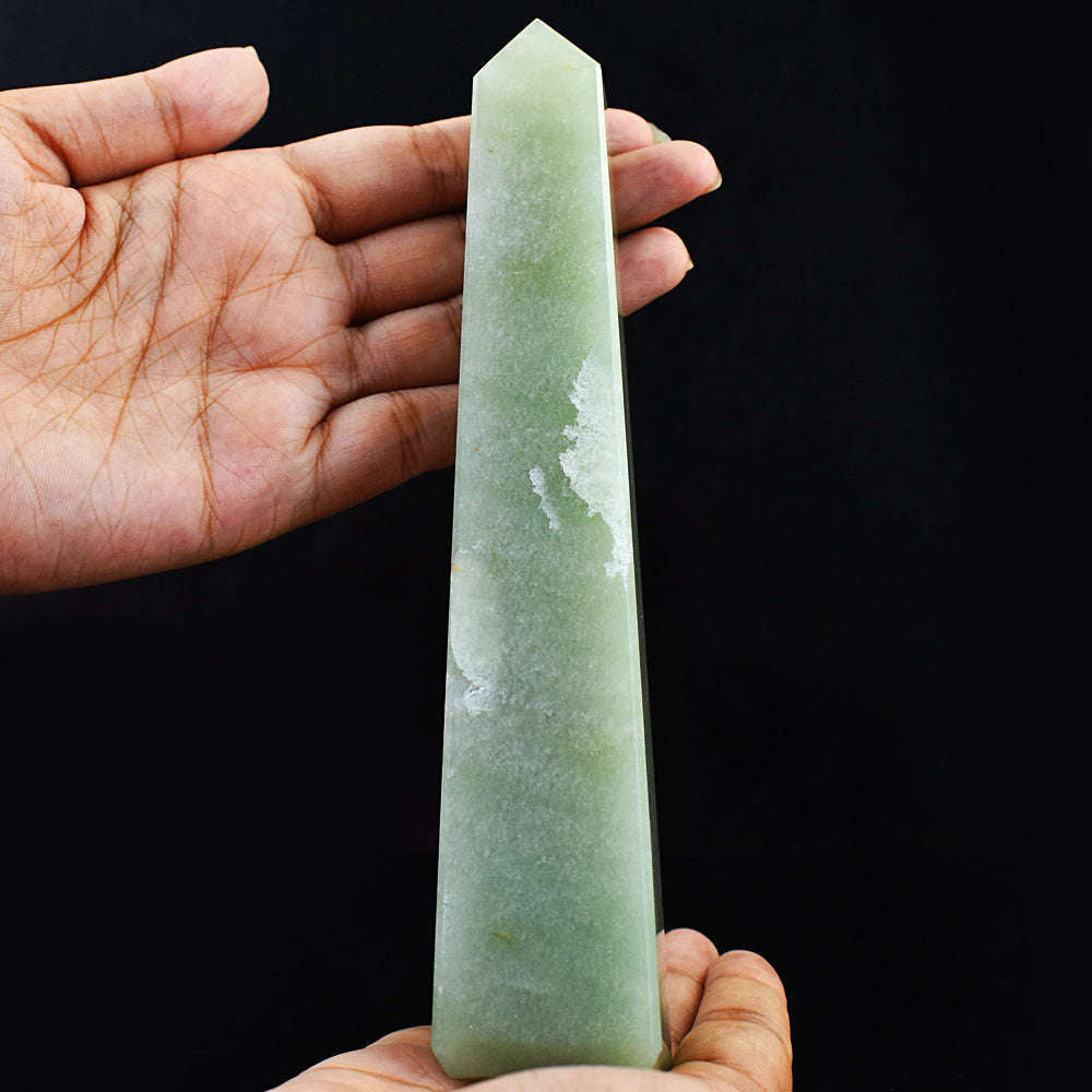 gemsmore:Green Aventurine Genuine Natural Carved Healing Crystal Tower
