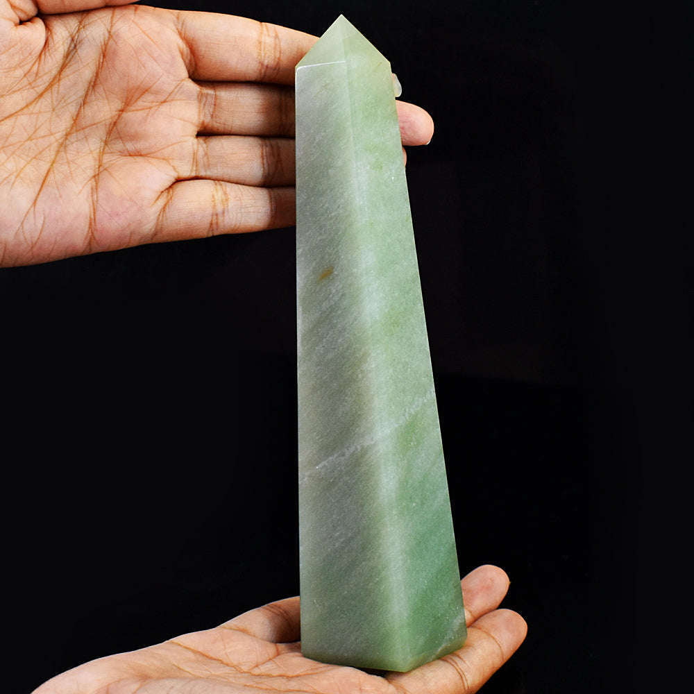 gemsmore:Green Aventurine Genuine Natural Carved Healing Crystal Tower