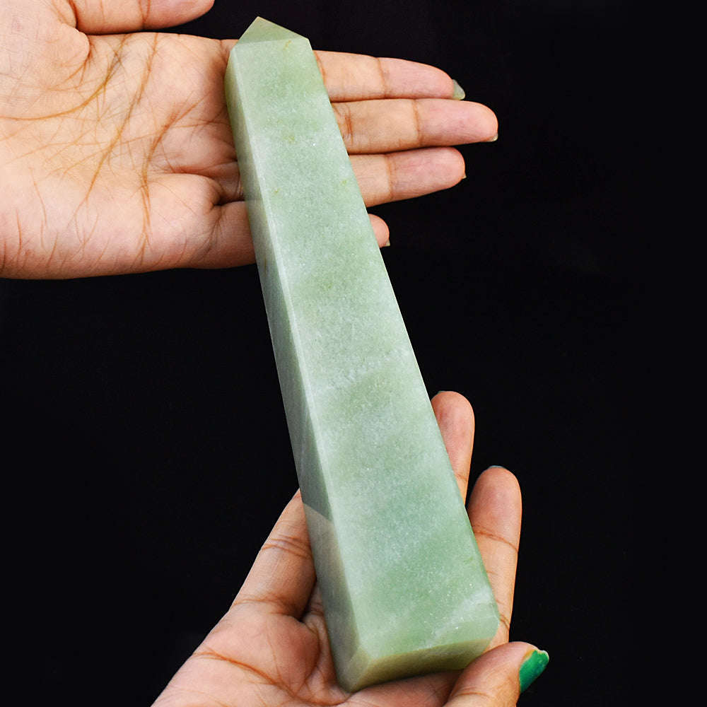 gemsmore:Green Aventurine Genuine Natural Carved Healing Crystal Tower