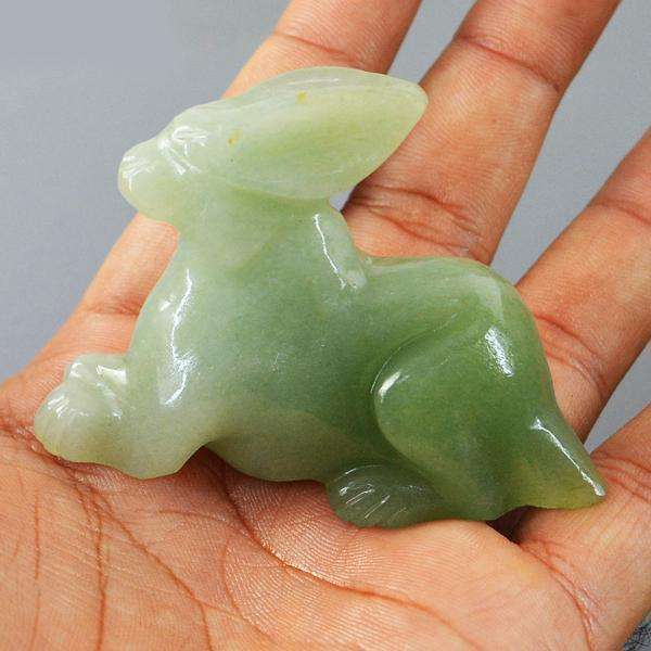 gemsmore:Green Aventurine Hand Carved Bunny Gemstone