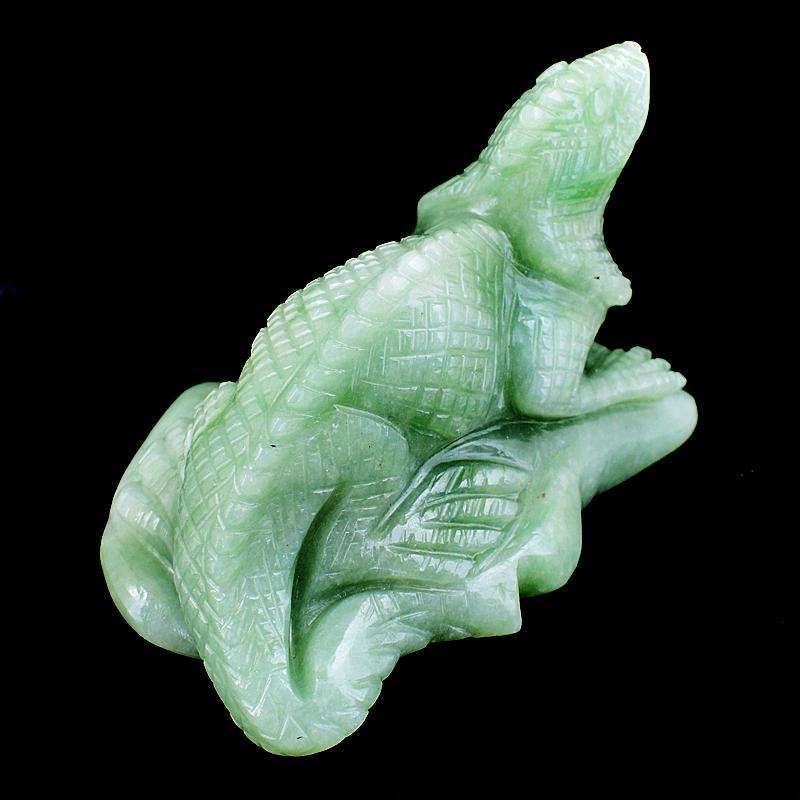 gemsmore:Green Aventurine Hand Carved Gemstone Chameleon