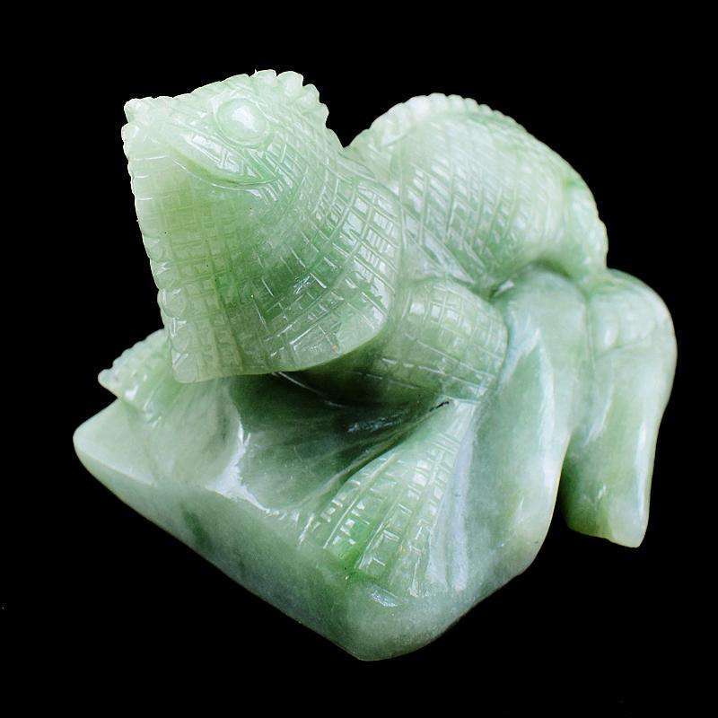 gemsmore:Green Aventurine Hand Carved Gemstone Chameleon