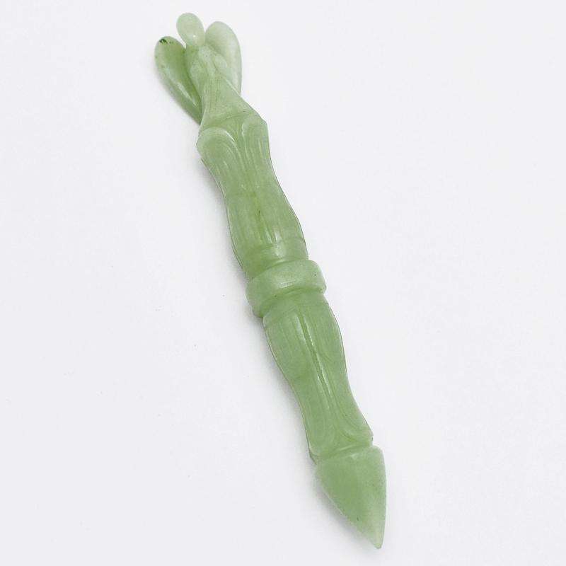 gemsmore:Green Aventurine Hand Carved Healing Angel Point Stick