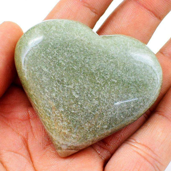 gemsmore:Green Aventurine Hand Carved Heart Cabochon