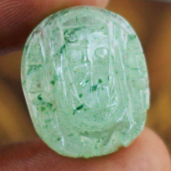 gemsmore:Green Aventurine Hand Carved Lord Ganesha Cabochon