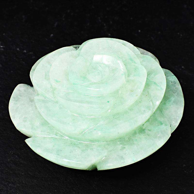 gemsmore:Green Aventurine Hand Carved Rose Gemstone