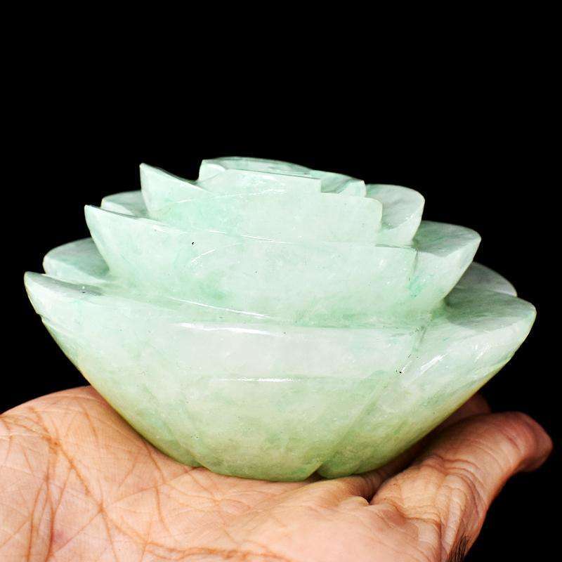 gemsmore:Green Aventurine Hand Carved Rose Gemstone