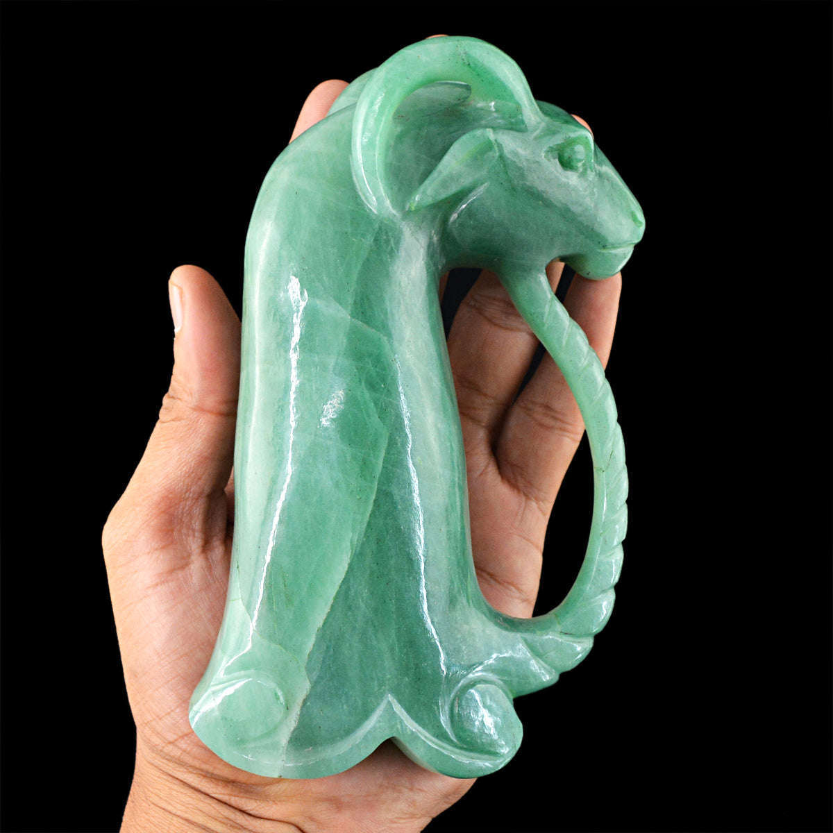 gemsmore:Green Aventurine Lion Designer Sword Handle - Hand Carved