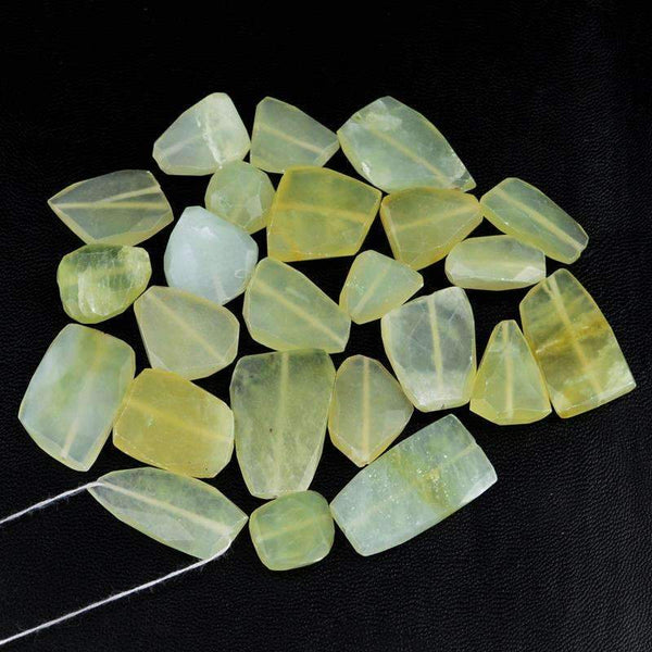 gemsmore:Green Chalcedony Beads Lot - Natural Faceted Drilled