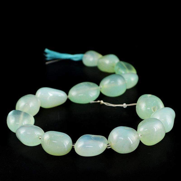 gemsmore:Green Chalcedony Beads Strand - Natural Drilled