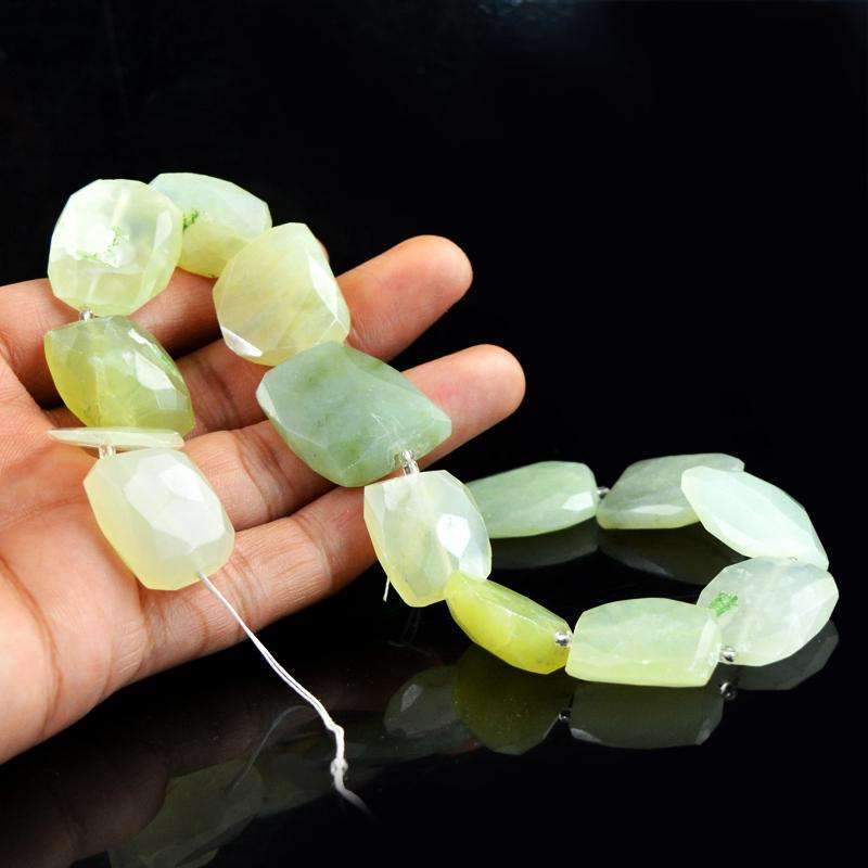 gemsmore:Green Chalcedony Beads Strand - Natural Faceted Drilled