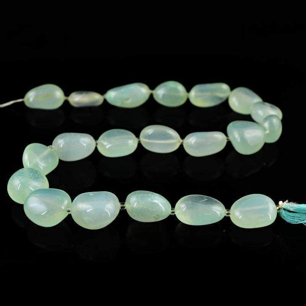 gemsmore:Green Chalcedony Beads Strand - Natural Unheated Drilled