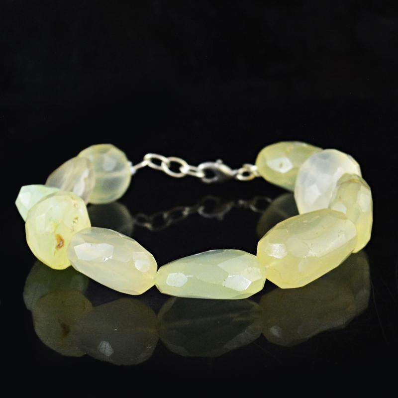 gemsmore:Green Chalcedony Bracelet Natural Faceted Beads