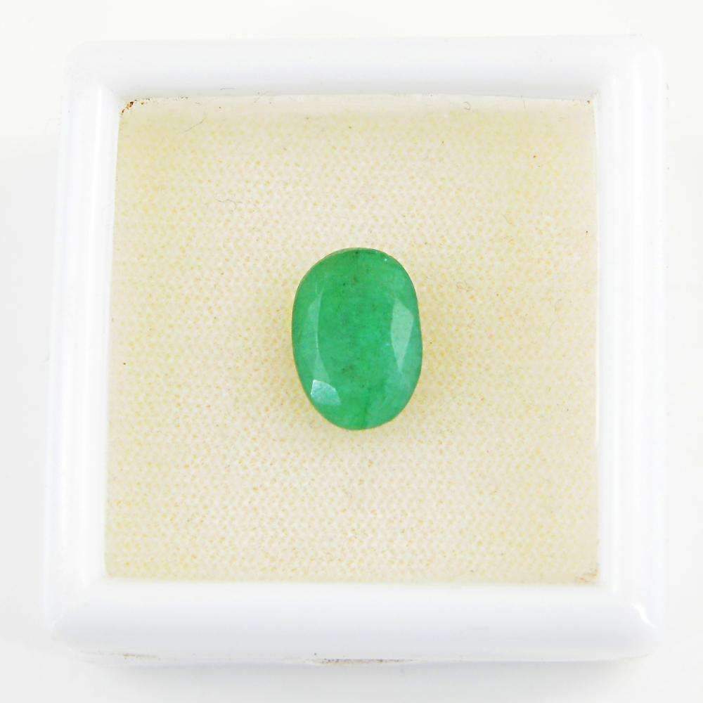 gemsmore:Green Emerald Gemstone Earth Mined Faceted Oval Shape