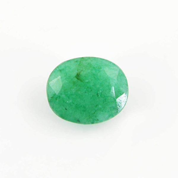 gemsmore:Green Emerald Gemstone Earth Mined Faceted Oval Shape