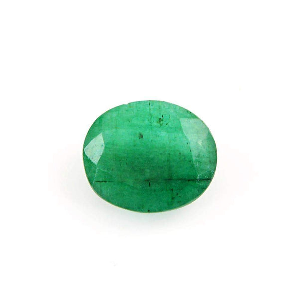 gemsmore:Green Emerald Gemstone Earth Mined Faceted Oval Shape