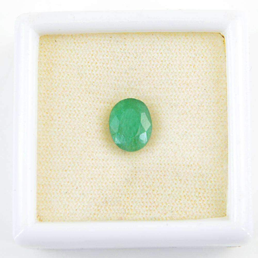 gemsmore:Green Emerald Gemstone Earth Mined Faceted Oval Shape