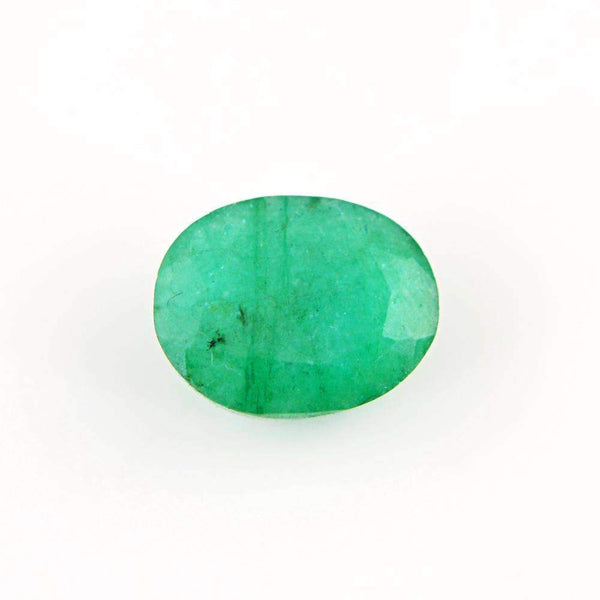 gemsmore:Green Emerald Gemstone Earth Mined Faceted Oval Shape