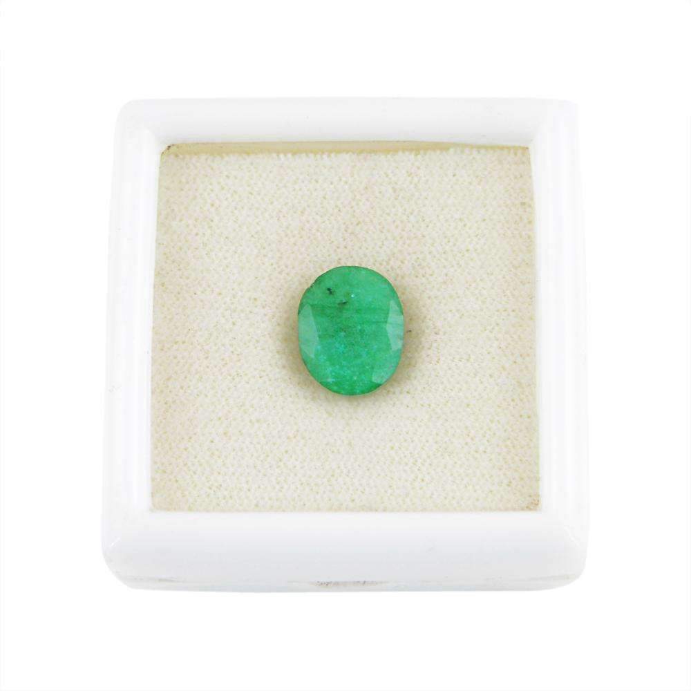 gemsmore:Green Emerald Gemstone Earth Mined Faceted Oval Shape