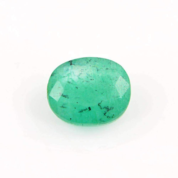 gemsmore:Green Emerald Gemstone Earth Mined Faceted Oval Shape