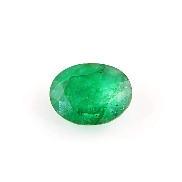 gemsmore:Green Emerald Gemstone Earth Mined Faceted Oval Shape