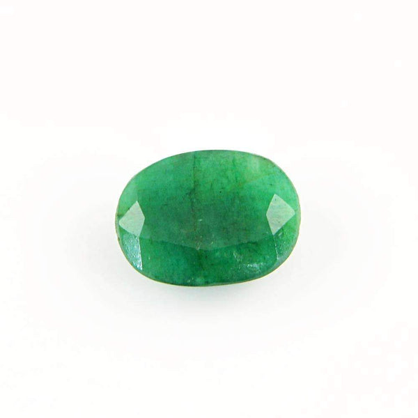 gemsmore:Green Emerald Gemstone Earth Mined Faceted Oval Shape