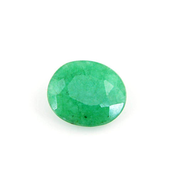 gemsmore:Green Emerald Gemstone Earth Mined Faceted Oval Shape