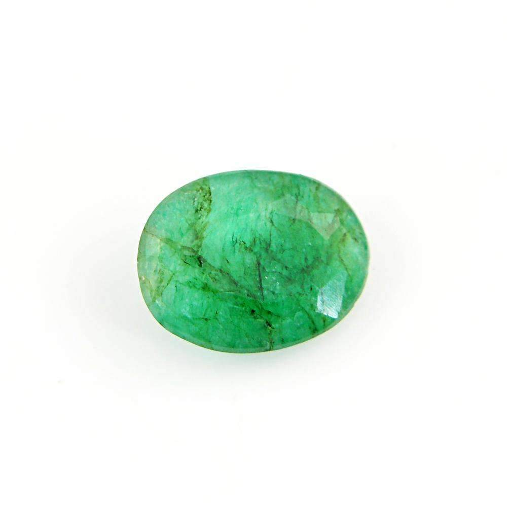 gemsmore:Green Emerald Gemstone Earth Mined Faceted Oval Shape