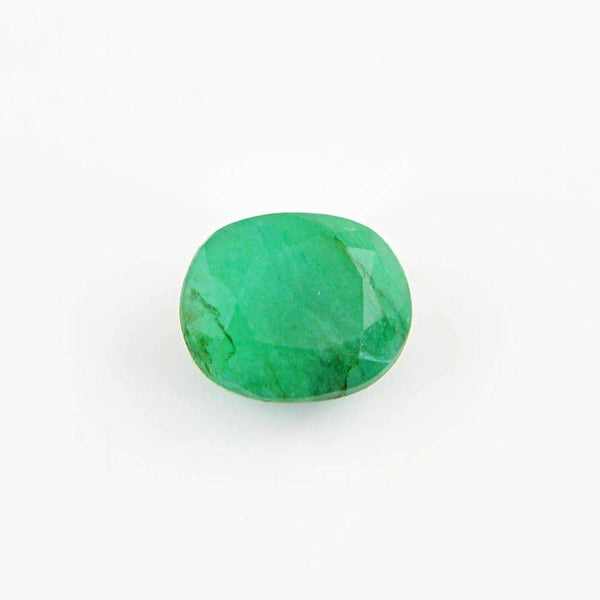 gemsmore:Green Emerald Gemstone Earth Mined Faceted Oval Shape