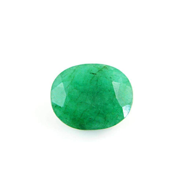 gemsmore:Green Emerald Gemstone Earth Mined Faceted Oval Shape